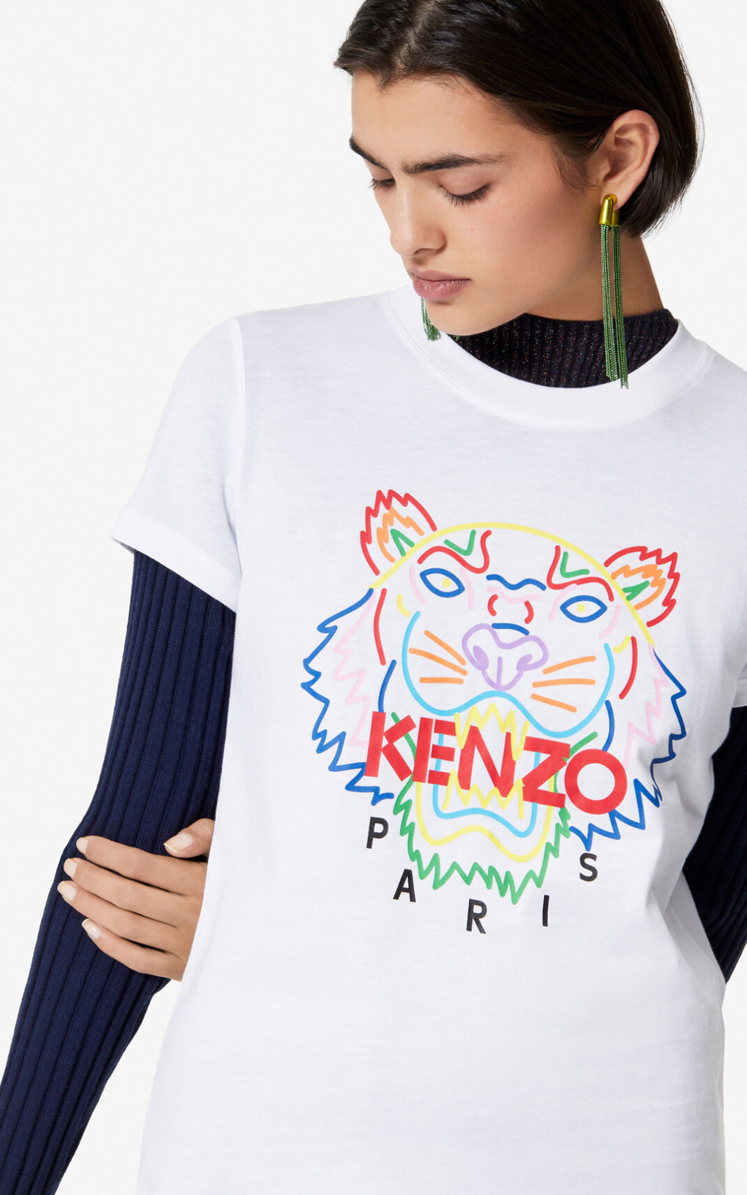 Kenzo Tiger Camisetas Mujer Blancas | 0947215-HA